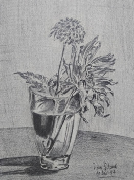 Obra contemporánea nombrada « Fleurs dans un verre. », Hecho por DIDIER SITAUD