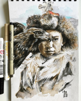 Obra contemporánea nombrada « Взгляд орла », Hecho por TATYANA SAKHAROVA