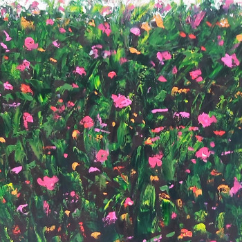 Obra contemporánea nombrada « Les fleurs du jardin de mon grand pere », Hecho por GOSSELIN MICHELE