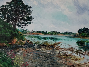 Obra contemporánea nombrada « Marée basse l'Ile deBréhat », Hecho por NOëLLE HUIN