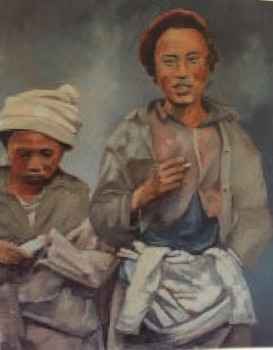 Obra contemporánea nombrada « enfants tibétains », Hecho por CHRISTIANE PERNAC