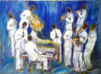 Obra contemporánea nombrada « Jazz en Bleu », Hecho por POMMEZ