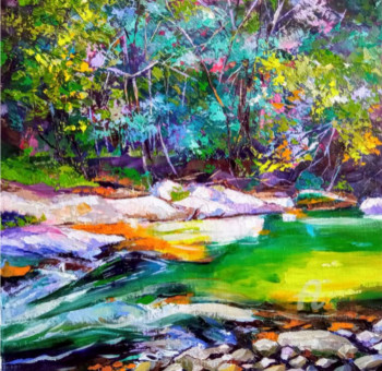 Obra contemporánea nombrada « A river in spring », Hecho por CHEN XI