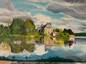 Obra contemporánea nombrada « L’abbaye de Paimpont   dans ses reflets », Hecho por CHRISTIAN FATOUX