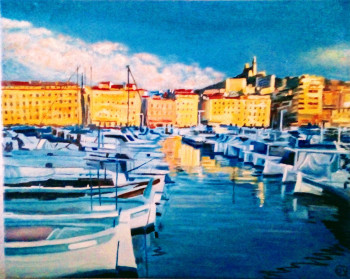 Obra contemporánea nombrada « Marseille au crepuscule », Hecho por PIERRE-YVES QUEMENER