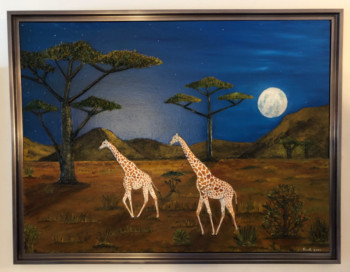 Obra contemporánea nombrada « Girafe au clair de lune 2 », Hecho por FRANK