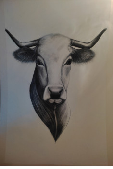 Obra contemporánea nombrada « Vache aubrac », Hecho por WOODY