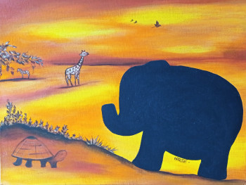 Obra contemporánea nombrada « Terre d'Afrique 2 », Hecho por HARTIE