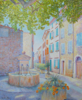 Obra contemporánea nombrada « Place Saint André à Pignans (Var) », Hecho por AMALIA MEREU