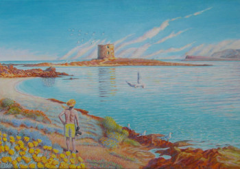 Obra contemporánea nombrada « Un moment devant l'île de la  tour (Stintino) », Hecho por AMALIA MEREU