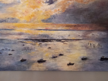 Obra contemporánea nombrada « lumiere du soir sur le bassin 2 », Hecho por BRIGITTE PERNOT