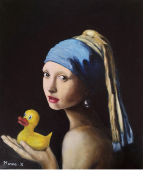 Obra contemporánea nombrada « La jeune fille au canard de bain », Hecho por XAVIER MARCQ