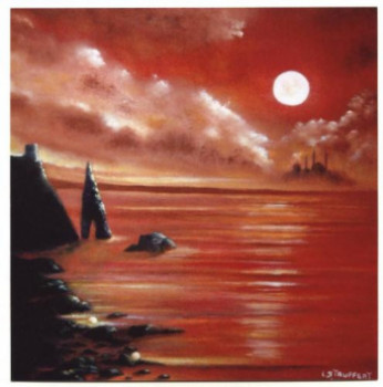 Obra contemporánea nombrada « Embrasement en rouge et noir », Hecho por LAILA STAUFFERT