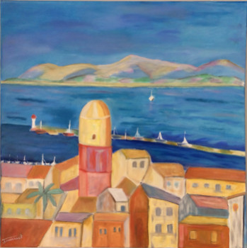 Obra contemporánea nombrada « Le Port de St Tropez », Hecho por JOUANNET.M