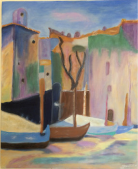 Obra contemporánea nombrada « La Jonche , Petit port de St Tropez », Hecho por JOUANNET.M