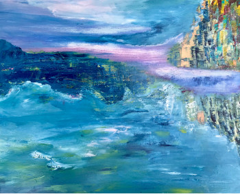 Obra contemporánea nombrada « Ciel et mer », Hecho por L. DAVALAN