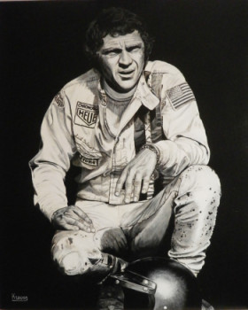 Obra contemporánea nombrada « STEVE MCQUEEN LE MANS », Hecho por RICHY WAM K