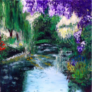 Obra contemporánea nombrada « Le pont du jardin d eau à Giverny », Hecho por PATRICIA DELEY