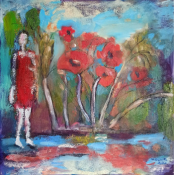 Obra contemporánea nombrada « Ballade et Coquelicots », Hecho por MARYSE DAVETTE