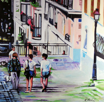 Obra contemporánea nombrada « escaliers a Montmartre », Hecho por CLOTILDE NADEL