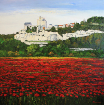 Obra contemporánea nombrada « Coquelicots à Beynac », Hecho por JEAN-FRANçOIS CLEMENCEAU