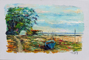 Obra contemporánea nombrada « Arcachon, la pointe du lapin blanc », Hecho por MICHEL HAMELIN