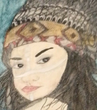 Obra contemporánea nombrada « my pretty indian in native american 2 », Hecho por ANNE-B