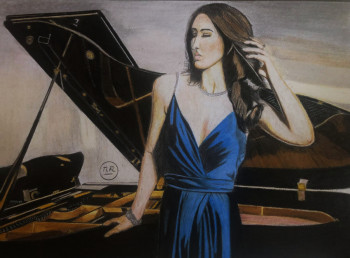 Obra contemporánea nombrada « Piano derrière l'artiste. », Hecho por PIRDESSINS