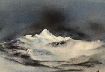 Obra contemporánea nombrada « Hiver en montagne », Hecho por MARIEF