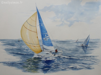 Obra contemporánea nombrada « Solitaire du Figaro », Hecho por NELLY SIMON