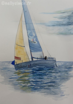 Obra contemporánea nombrada « Solitaire du figaro 2 », Hecho por NELLY SIMON