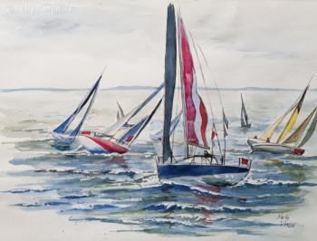 Obra contemporánea nombrada « Solitaire du Figaro 4 », Hecho por NELLY SIMON