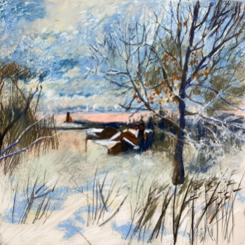 Obra contemporánea nombrada « Paysage hivernal », Hecho por ELENARTKOSS