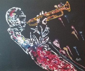 Obra contemporánea nombrada « JAZZMAN EN COULEUR », Hecho por GHISLAINE LECA