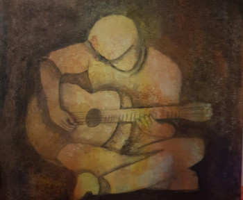 Obra contemporánea nombrada « TROUBLE DU GUITARISTE », Hecho por GHISLAINE LECA