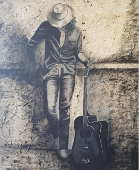 Obra contemporánea nombrada « LE BLUES DU GUITARISTE », Hecho por GHISLAINE LECA