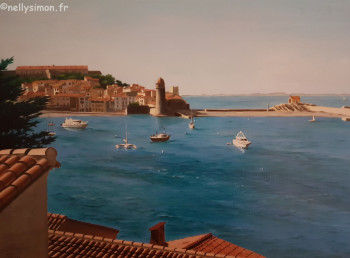 Obra contemporánea nombrada « Baie de Collioure 2 », Hecho por NELLY SIMON