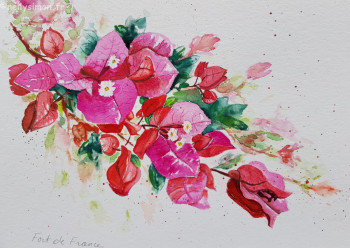 Obra contemporánea nombrada « Bougainvilliers 1 », Hecho por NELLY SIMON