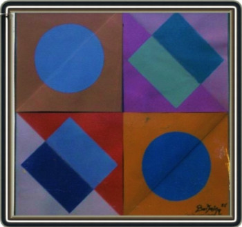 Obra contemporánea nombrada « Variation Cercles-Carres-Losanges - 1986 », Hecho por JEAN PIERRE BERTAINA