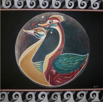 Obra contemporánea nombrada « Esprit tapisserie: Les deux canards », Hecho por SANCELME