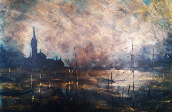 Obra contemporánea nombrada « Venice of gold », Hecho por BOUDEDEO