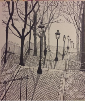 Obra contemporánea nombrada « Marches de Montmartre », Hecho por AUDREY ZHIR