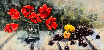 Obra contemporánea nombrada « Cerises et coquelicots », Hecho por NADYA RIGAILL