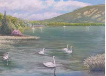 Obra contemporánea nombrada « "Lac d'Aiguebelette.." », Hecho por MARC DANCRE