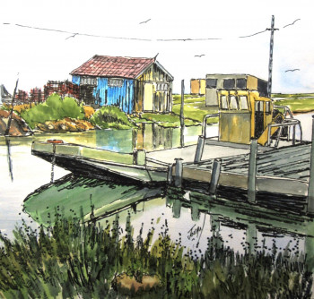 Obra contemporánea nombrada « AMBIANCE OSTREICOLE 2 », Hecho por JOUAN