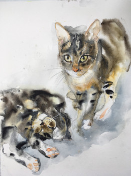 Obra contemporánea nombrada « Des chatons », Hecho por ELENARTKOSS