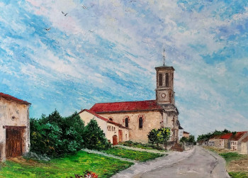 Obra contemporánea nombrada « Laronxe - Village de mon enfance », Hecho por NOëLLE HUIN