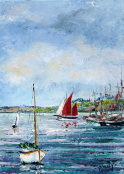 Obra contemporánea nombrada « Fêtes maritimes à Douarnenez », Hecho por MICHEL HAMELIN