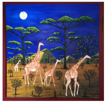 Obra contemporánea nombrada « Girafes au clair de lune 5 ( Les Caméléopards ) ... », Hecho por FRANK