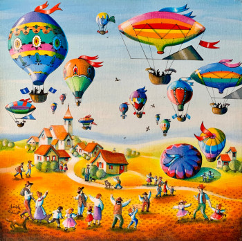 Obra contemporánea nombrada « La fête des ballons », Hecho por CHARLOTTE LACHAPELLE